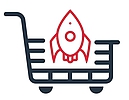 Abbildung: Stilisierte Rakete in Einkaufswagen 