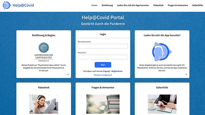 Foto: Frontendansicht der help@covid Plattform