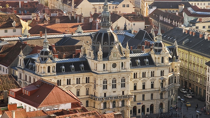 Photo: Grazer Rathaus aus der Vogelperspektive 