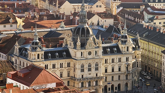 Photo: Grazer Rathaus aus der Vogelperspektive 