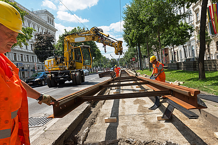 Foto: Gleisbauarbeiten der Wiener Linien