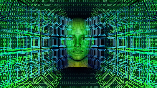 Bild: Darstellung einer weiblichen Figur in einem virtuellen Raum