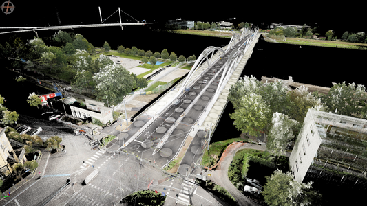 Foto: Visualisierung des digitalen Zwilling der Eisenbahnbrücke Linz